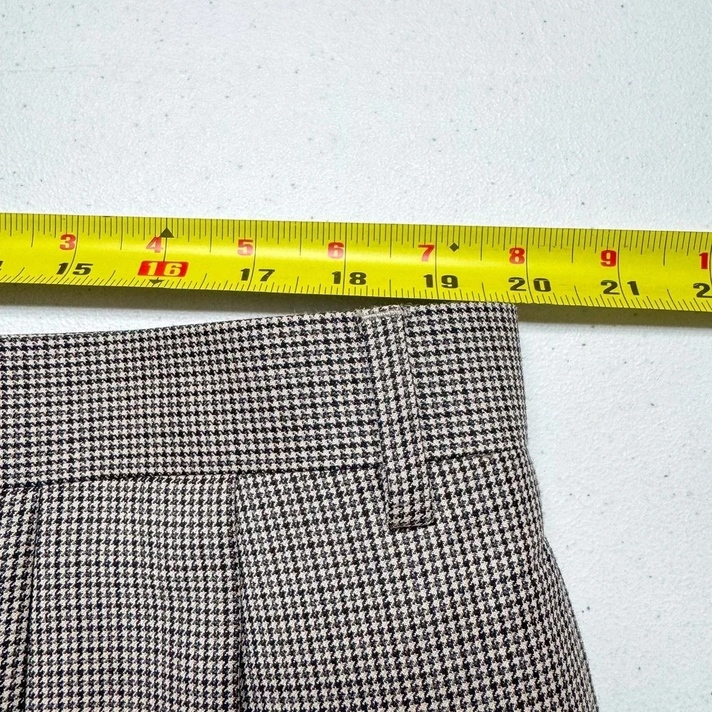 Lauren Ralph Lauren‎ Dress Pants Mens 40x30 Brown Check Wool Pleated Cuffed Work